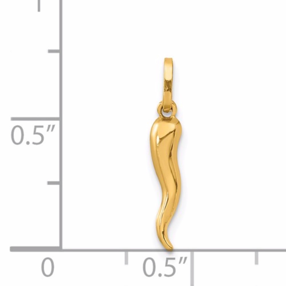 14k 3D Italian Horn Charm - Picture 3 of 3